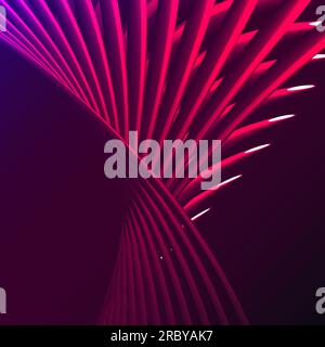 Beautiful purple pink abstract magical energy electric spiral twisted cosmic fire lattices of lines, stripes, sticks, rods of brilliant glowing on a p Stock Vector