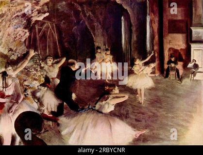 The Rehearsal of the Ballet on Stage c.1874; Paris, France by Edgar Degas Stock Photo