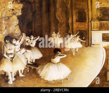 Rehearsal of a ballet on the stage 1874 by Edgar Degas Stock Photo