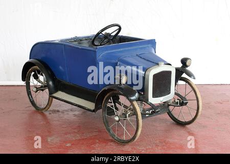 An blue antique Austin Seven pedal car Stock Photo