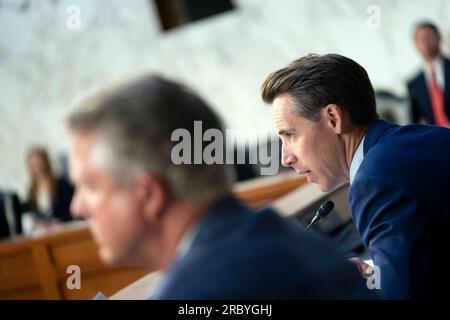 Sen. Josh Hawley (R-Mo.) looks on during a Senate Health, Education ...