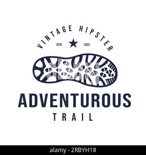 Vintage Retro Hipster Shoe Outdoor Sport Adventure Hiking Climbing Logo Stock Vector