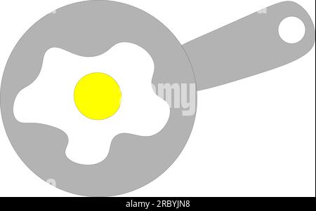 Chicken egg in a frying pan, children's drawing. Vector illustration Stock Vector