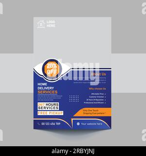 Delivery Service Flyer, Fast Delivery Flyer, We deliver Courier Flyer, Postman Courier Man flyer Stock Vector