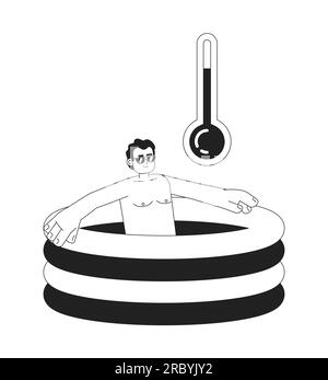 Swimming pool temperature high monochrome concept vector spot illustration Stock Vector