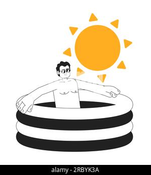 Swimming pool heat monochrome concept vector spot illustration Stock Vector
