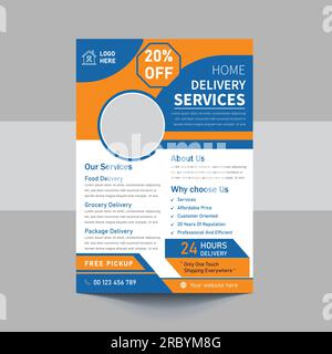 Delivery Service Flyer, Fast Delivery Flyer, We deliver Courier Flyer, Postman Courier Man flyer Stock Vector