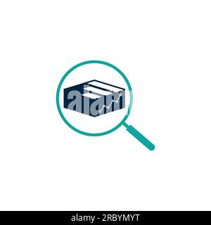 Database search data center icon image vector image. Database search icon vector image flat design style with magnifying glass Stock Vector