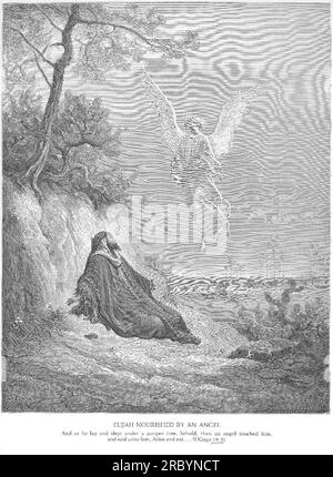 Elijah Is Nourished by an Angel by Gustave Dore Stock Photo