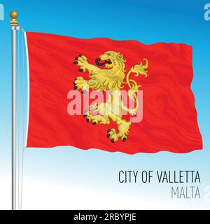 City of Valletta flag, Malta, european country, vector illustration Stock Vector
