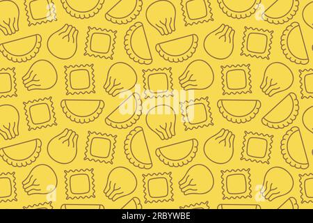 seamless pattern with different dumplings: polish, asian and italian ravioli- vector illustration Stock Vector