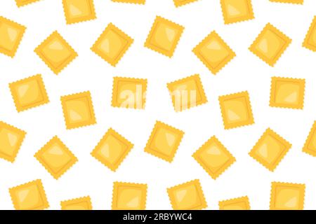 seamless pattern with fresh homemade ravioli pasta- vector illustration Stock Vector