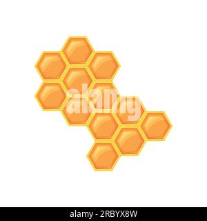 Honeycomb with bee honey vector illustration isolated on white background. Stock Vector