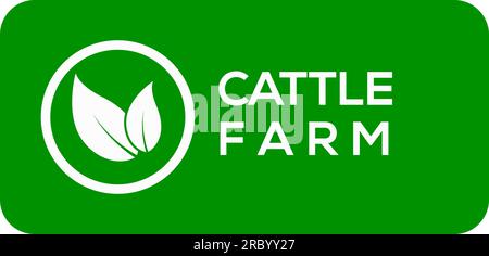 cattle farm leaf vector logo green background Cattle farm leaf  logo or icon Stock Vector