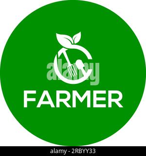 Cercle green background farmer logo, farmer vector logo or icon Stock Vector