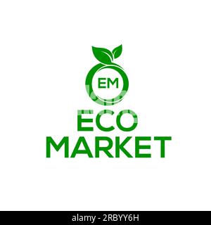 Eco market vector logo or icon, green background eco market logo Stock Vector
