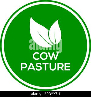 Cow pasture leaf vector logo or icon, green background cow leaf pasture logo Stock Vector