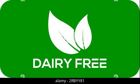Dairy free vector logo or icon, green background dairy free logo Stock Vector