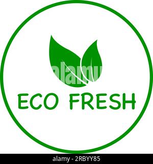 Eco fresh vector logo or icon, green background eco fresh logo Stock Vector