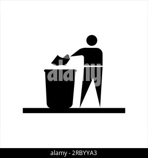 Drop used tissue basket or dustbin vector icon Stock Vector