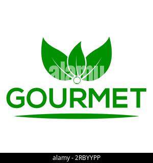 Gourmet leaf vector logo white background Gourmet leaf logo or icon Stock Vector