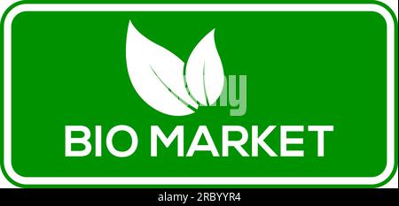 Green background bio market vector logo or icon, bio market leaf logo Stock Vector