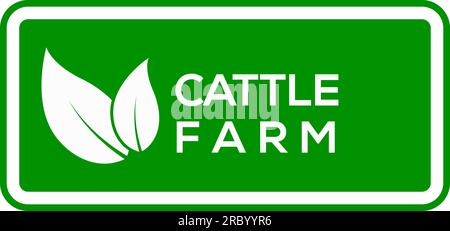 Green background Cattle farm leaf vector logo or icon, cattle farm leaf logo Stock Vector