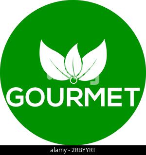 Gourmet leaf vector logo Green background Gourmet leaf logo or icon Stock Vector