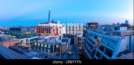 London, England, UK - July 7, 2023, Panoramic view from above on the roofs of the most famous modern urban buildings in central London Stock Photo