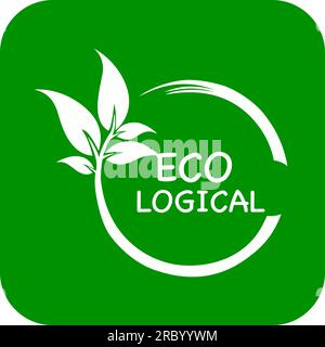 Green background Ecological logo, ecological vector logo or icon Stock Vector