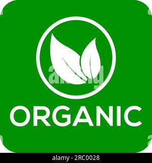 Green background organic vector logo or icon, organic logo Stock Vector