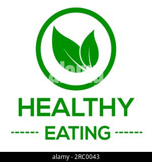 Healthy Eating vector logo or icon, white background, Healthy Eating logo Stock Vector