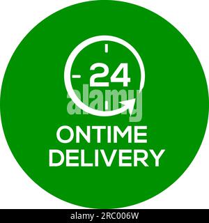 On time delivery vector logo or icon, green background on time delivery logo Stock Vector