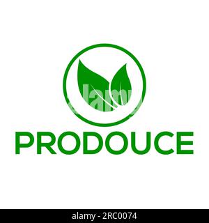 Produce leaf vector logo or icon, white background produce leaf logo Stock Vector