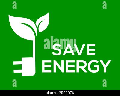 Save energy vector logo, Green background Save energy logo or icon Stock Vector