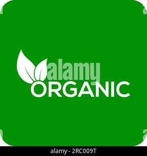 Organic leaf vector logo or icon, green background organic logo Stock Vector