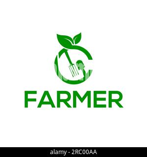 White background farmer logo, farmer vector logo or icon Stock Vector