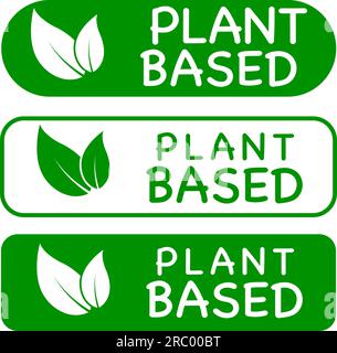 Plant based vector logo or icon, Green background plant based logo Stock Vector