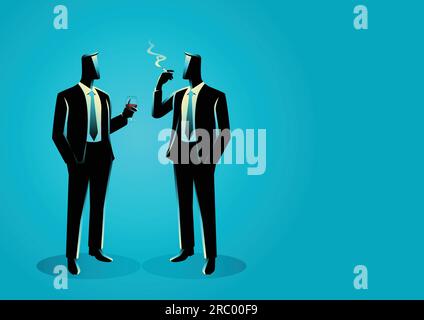 Business concept vector illustration of businessmen casually talking with each other, lobbying concept Stock Vector