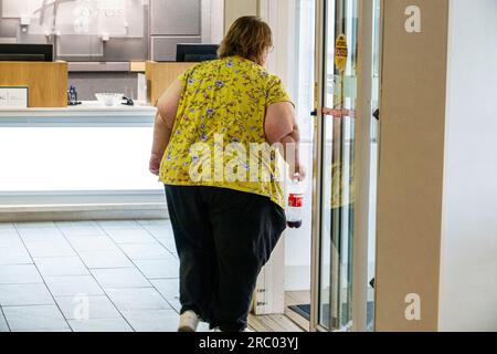Alpharetta Atlanta Georgia,Holiday Inn Express Alpharetta-Roswell IHG hotel,lobby obese overweight woman Stock Photo