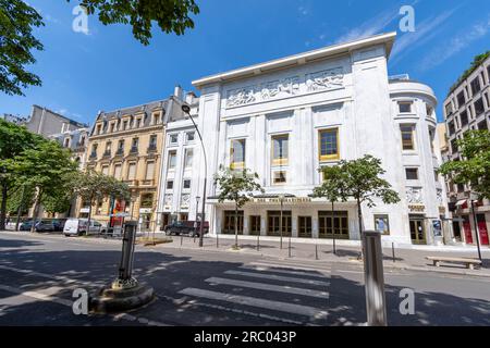 Exterior view of the Théâtre des Champs-Elysées, a historical monument in art deco style located on avenue Montaigne, Paris, France Stock Photo