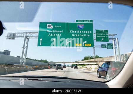 Atlanta Georgia,overhead highway signs pylon,Interstate I-285 Stock ...