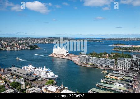 Aerial view Sydney Harbour with Circular Quay and Opera House in foreground  Australia 2 Stock Photo