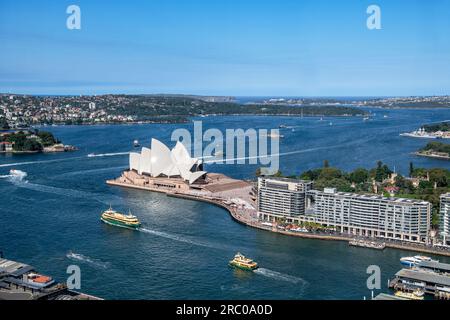 Aerial view Sydney hatbour with Circular Quay and Opera House in foreground  Australia 1 Stock Photo