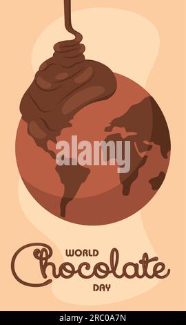 Isolated planet earth with melted chocolate World chocolate day Vector Stock Vector
