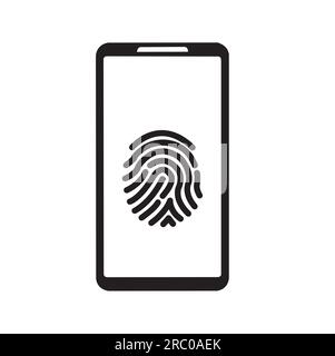 A smartphone with a fingerprint in the screen as an example of biometric security Stock Vector
