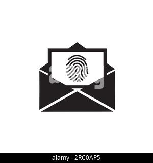 An envelope with a fingerprint on the sheet inside as an example of biometric security Stock Vector