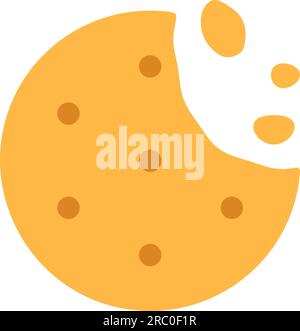 Flat round cracker with chips, missing bite Stock Vector