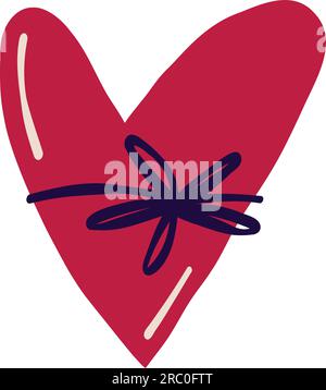 Red heart with blue ribbon Stock Vector