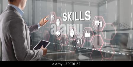 Skills Learning Personal development Finance Competency Business concept. Stock Photo